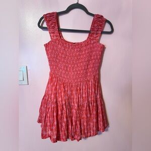 Free People Pink and Orange Smocked Dress